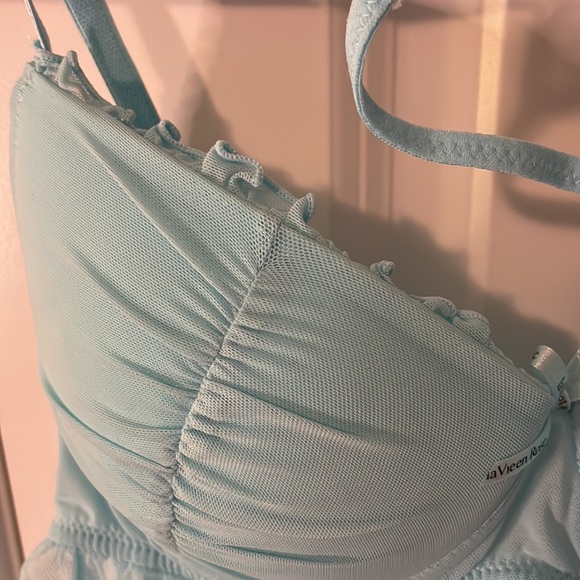 La Vie En Rose | Blue Tulle Babydoll Set - Picture 4 of 11